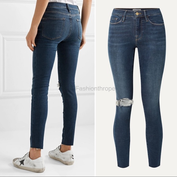 Frame Le Skinny De Jeanne Raw Distressed Jeans - Picture 3 of 10